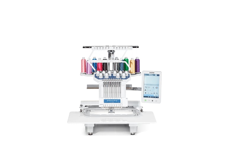 Brother PR1055X embroidery machine camera and touchscreen workflow